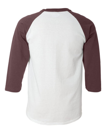 Champion Unisex Raglan Sleeve Baseball T-Shirt T137 #color_White/ Maroon