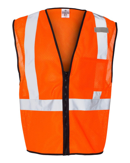 Kishigo Unisex Single Pocket Zipper Mesh Class 2 Vest 1519-1520 #color_Orange