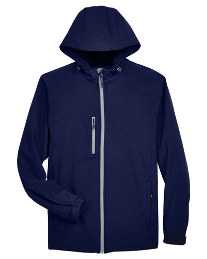 North End Men's Prospect Two-Layer Fleece Bonded Soft Shell Hooded Jacket 88166 #color_Classic Navy