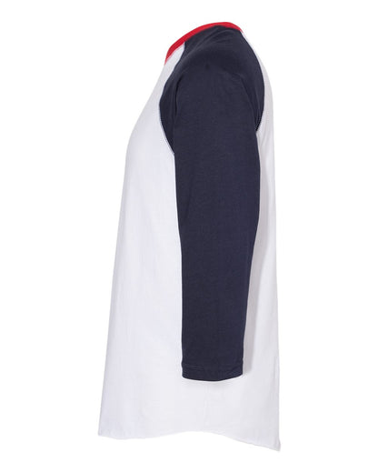 LAT Men's Baseball Fine Jersey Three-Quarter Sleeve Tee 6930 #color_White/ Navy/ Red