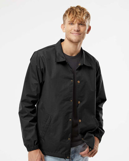 Independent Trading Co. Water-Resistant Windbreaker Coach’s Jacket EXP99CNB #colormdl_Black