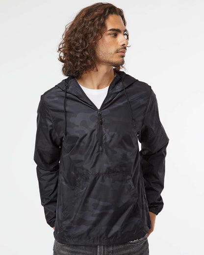 Independent Trading Co. Lightweight Quarter-Zip Windbreaker Pullover Jacket EXP54LWP #colormdl_Black Camo