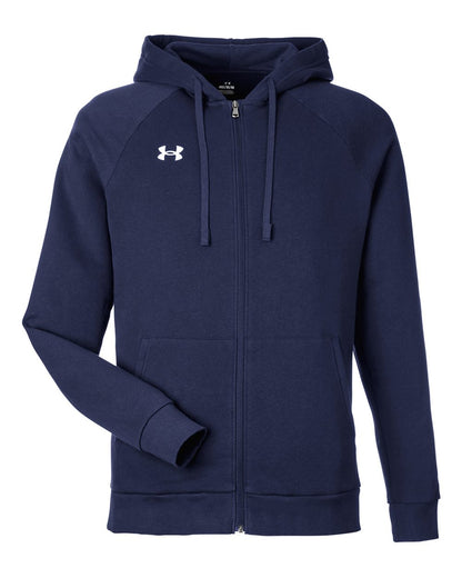 Under Armour Men's Rival Fleece Full-Zip 1379767 #color_Midnight Navy/ White