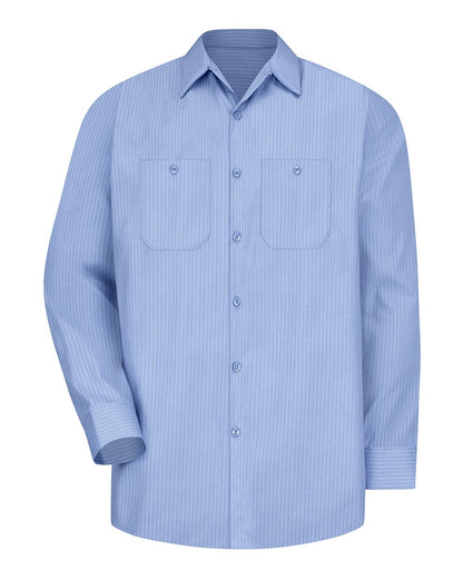 Red Kap Men's Tall Industrial Long Sleeve Work Shirt SP14T #color_ML-Medium Blue/ Light Blue