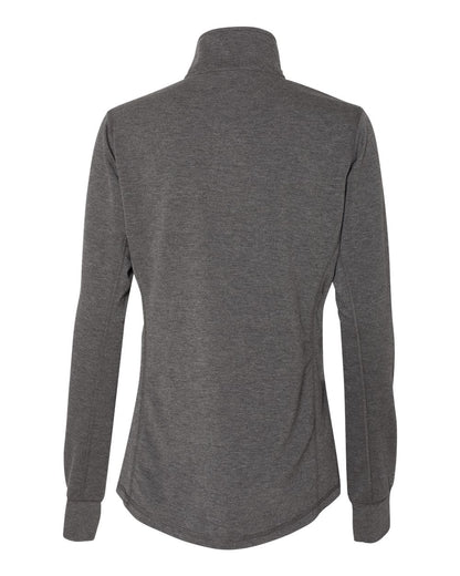 J. America Women’s Omega Stretch Quarter-Zip Pullover 8433 #color_Charcoal Triblend