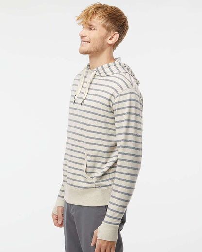 Independent Trading Co. Midweight French Terry Hooded Sweatshirt PRM90HT #colormdl_Oatmeal Heather/ Salt &amp; Pepper Stripe