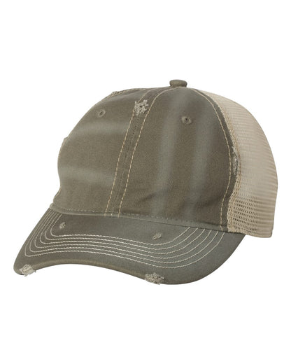 Valucap Bounty Dirty-Washed Mesh-Back Cap 3150 #color_Olive/ Khaki