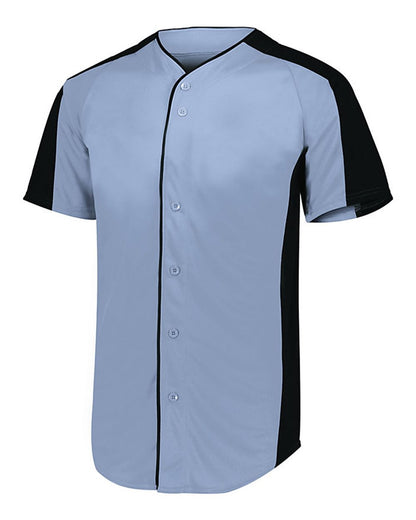 Augusta Sportswear Full Button Baseball Jersey 1655 #color_Blue Grey/ Black