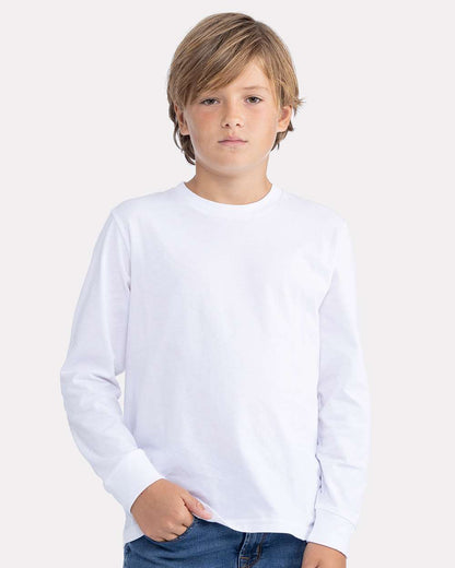 Next Level Youth Cotton Long Sleeve T-Shirt 3311 #colormdl_White