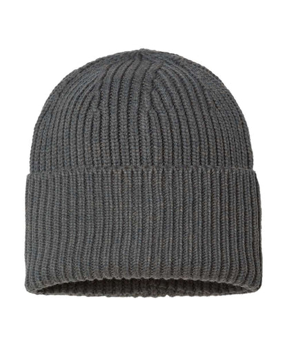 Atlantis Headwear Sustainable Chunky Rib Cuffed Beanie OAK #color_Dark Grey