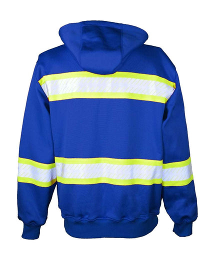 Kishigo Men's EV Series® Enhanced Visibility Full-Zip Hooded Sweatshirt B310-313 #color_Royal Blue/ Lime