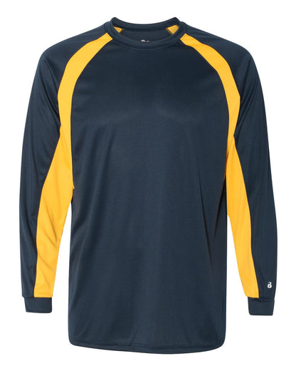 Badger B-Core Hook Long Sleeve T-Shirt 4154 #color_Navy/ Gold