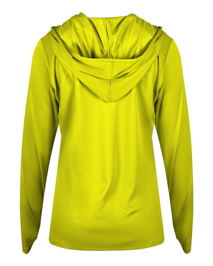 Badger Women's B-Core Long Sleeve Hooded T-Shirt 4165 #color_Safety Yellow