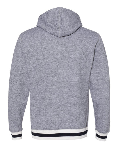 J. America Unisex Peppered Fleece Lapover Hooded Sweatshirt 8701 #color_Pepper/ Navy