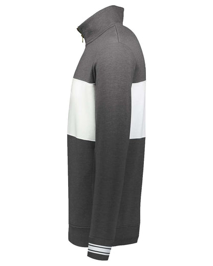 Holloway Men's All-American Fleece Colorblocked Quarter-Zip Sweatshirt 229565 #color_Carbon Heather/ White