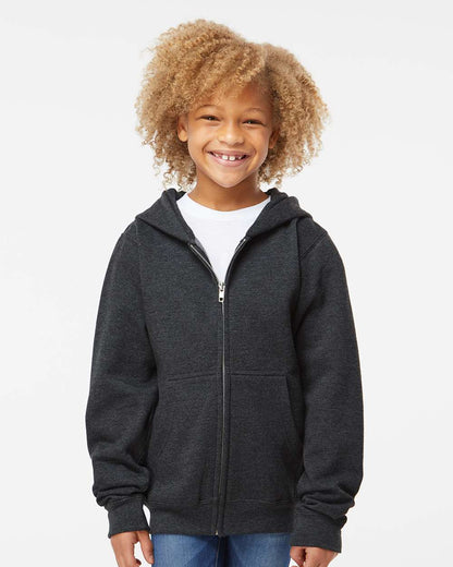 Independent Trading Co. Youth Midweight Full-Zip Hooded Sweatshirt SS4001YZ #colormdl_Charcoal Heather