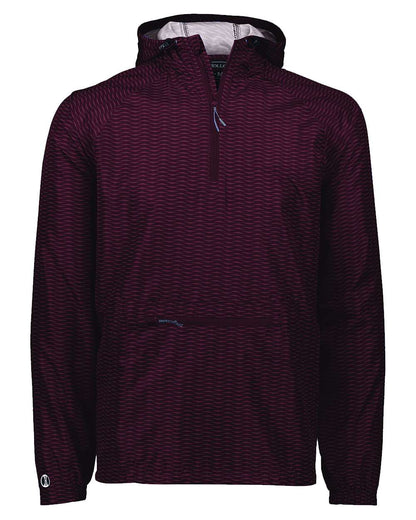 Holloway Men's Range Hooded Packable Quarter-Zip Jacket 229554 #color_Maroon