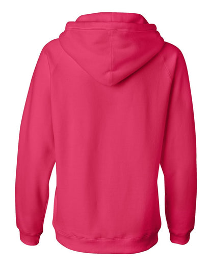J. America Women's Sueded V-Neck Hooded Sweatshirt 8836 #color_Wildberry