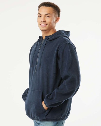 Burnside Polar Fleece Quarter-Zip Hooded Pullover 3600 #colormdl_Navy