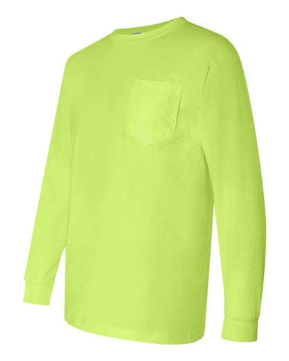 Bayside Union-Made Long Sleeve Pocket T-Shirt 3055 #color_Lime Green