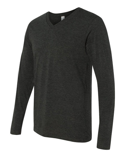 BELLA + CANVAS Unisex Long Sleeve V-Neck Tee 3425 #color_Charcoal Black Triblend