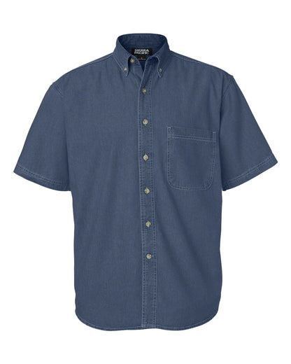 Sierra Pacific Men's Tall Denim Short Sleeve Shirt 6211 #color_Dark Denim
