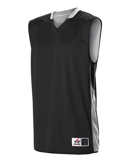 Alleson Athletic Women's Single Ply Reversible Jersey 589RSPW #color_Black/ White