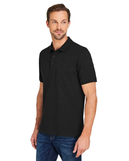 Harriton Men's Valiant Cotton Snag Protect Pocket Polo M205P #colormdl_Black