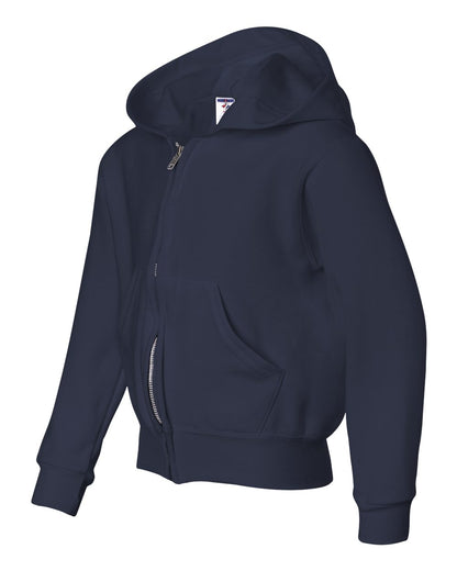 JERZEES Youth NuBlend® Full-Zip Hooded Sweatshirt 993BR #color_J. Navy