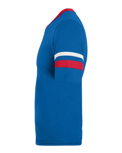 Augusta Sportswear V-Neck Jersey with Striped Sleeves 360 #color_Royal/ Red/ White