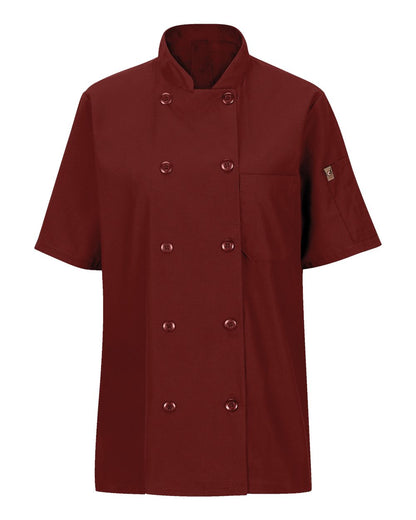 Chef Designs Women's Mimix™ Short Sleeve Chef Coat with OilBlok 045X #color_Fireball Red