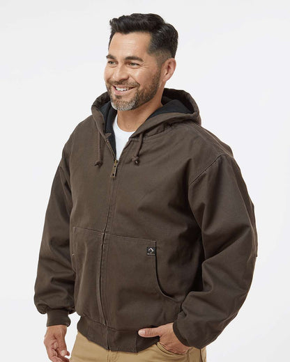 DRI DUCK Men's Tall Cheyenne Boulder Cloth™ Hooded Jacket with Tricot Quilt Lining 5020T #colormdl_Tobacco