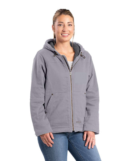Berne Apparel Women's Sherpa-Lined Twill Hooded Jacket WHJ48 #colormdl_Smoke