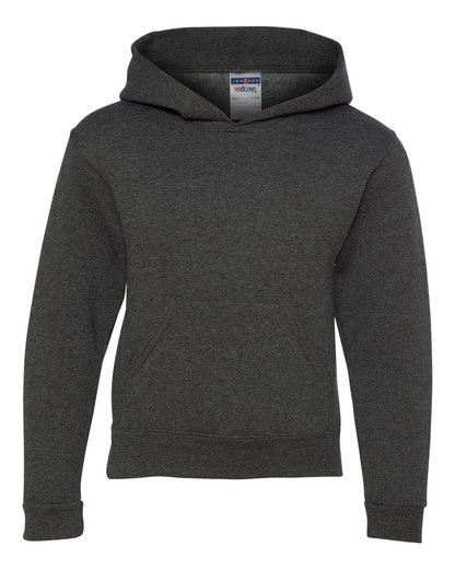 JERZEES Youth NuBlend® Hooded Sweatshirt 996YR #color_Black Heather