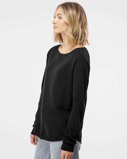 Independent Trading Co. Women's California Wave Wash Crewneck Sweatshirt PRM2000 #colormdl_Black