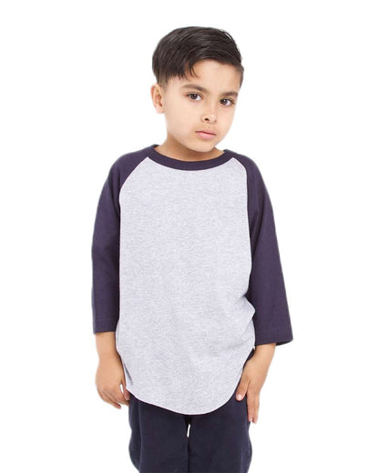 Shaka Wear Youth Three-Quarter Sleeve Raglan SHRAGY #colormdl_Heather Grey/ Navy