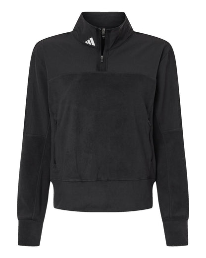 Adidas Women's Fleece Quarter-Zip Pullover A601 #color_Black