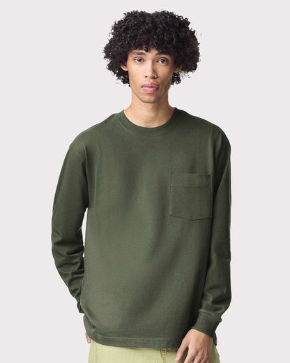 American Apparel Unisex Super Heavyweight Long Sleeve Pocket Tee 9410 #colormdl_Lieutenant