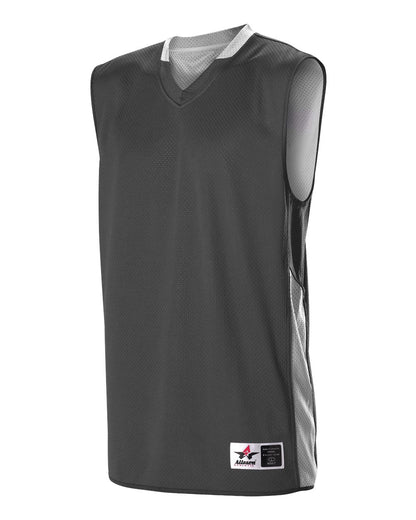 Alleson Athletic Women's Single Ply Reversible Jersey 589RSPW #color_Charcoal/ White