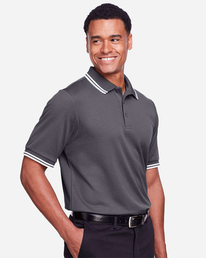 Devon & Jones Men's CrownLux Performance® Plaited Tipped Polo DG20C #colormdl_Graphite/ White