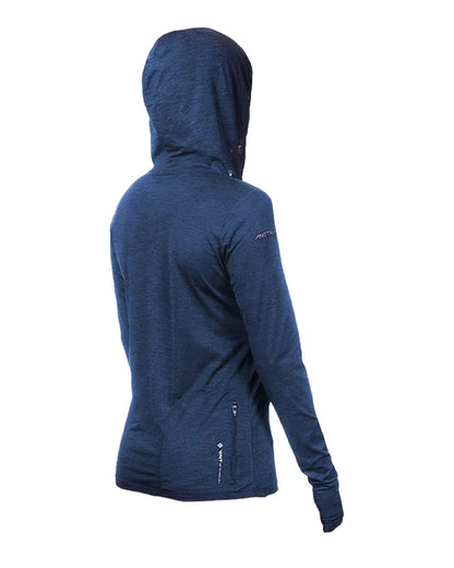 ANETIK Women's Breeze Tech Hooded Long Sleeve T-Shirt WSBRZH0 #color_Navy Heathered