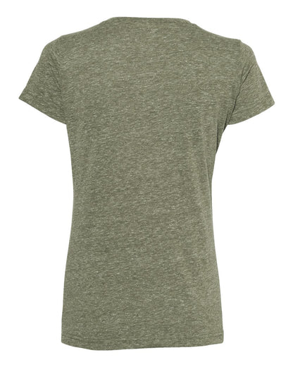LAT Women's Harborside Mélange V-Neck Tee 3591 #color_Military Green Melange