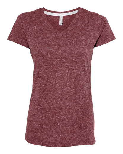 LAT Women's Harborside Mélange V-Neck Tee 3591 #color_Burgundy Melange