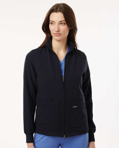 Jaanuu Women's Ceri Essential Full-Zip 6-Pocket Scrub Jacket W60001 #colormdl_Black