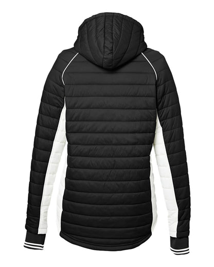 Nautica Women's Nautical Mile Hooded Puffer Jacket N17187 #color_Black/ Antique White