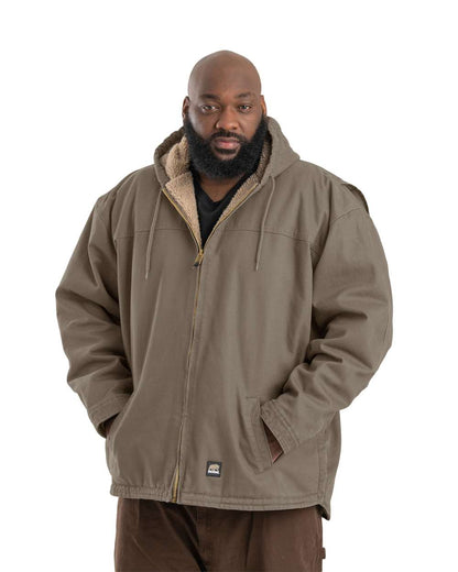 Berne Apparel Men's Heartland Washed Duck Hooded Work Coat HJ626 #colormdl_Greystone
