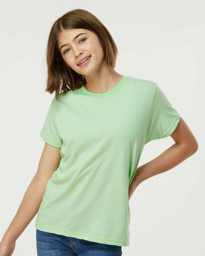 Tultex Youth Fine Jersey T-Shirt 235 #colormdl_Heather Neo Mint