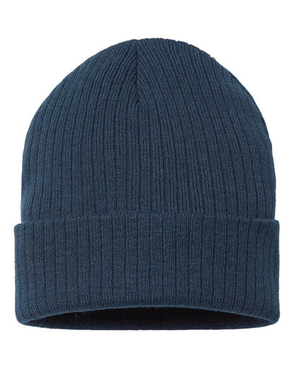 Atlantis Headwear Sustainable Rib Cuffed Beanie RIO #color_Navy