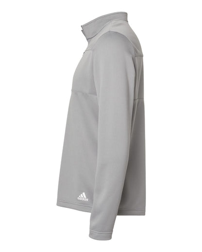 Adidas Men's 3-Stripe Double Knit Quarter-Zip Pullover A482 #color_Grey Three/ White