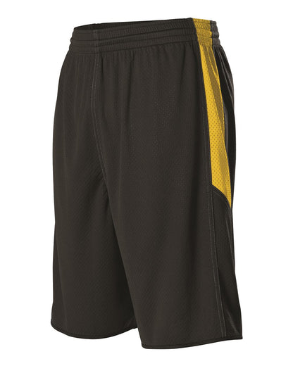 Alleson Athletic Single Ply Reversible Basketball Shorts 589PSP #color_Black/ Gold